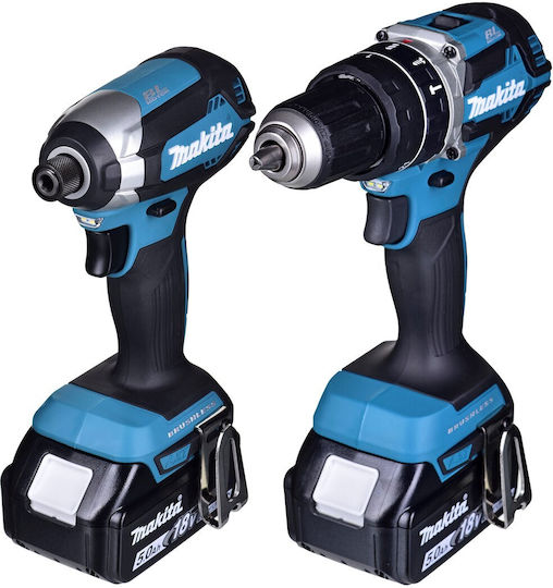 Makita DLX2180TJ Σετ Κατσαβίδι & Κρουστικό Δραπανοκατσάβιδο Brushless 18V με 2 Μπαταρίες 5Ah και Θήκη