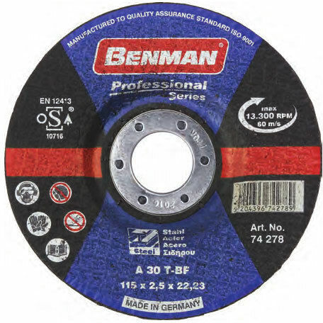 Benman Δίσκος Κοπής Σιδήρου Professional Series Δίσκος Κοπής Μετάλλου 115mm