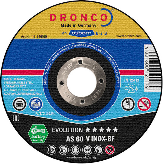 Dronco Cutting Disc Inox AS 60 V Evolution 115mm Cutting Disc Metal Hole Diameter 115mm 1pcs