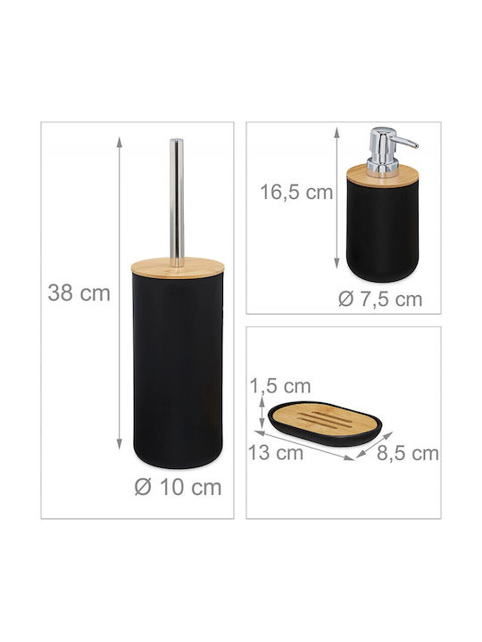 Relaxdays Set Accesorii Pentru Baie Din Plastic Negru 6 Bucăți