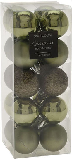 Висяща Топка Украса Пластмасов Зелена 4бр Комплект 20бр