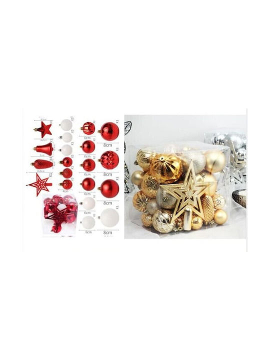 Weihnachtshänger Kugel Ornament Rot Set 45Stück