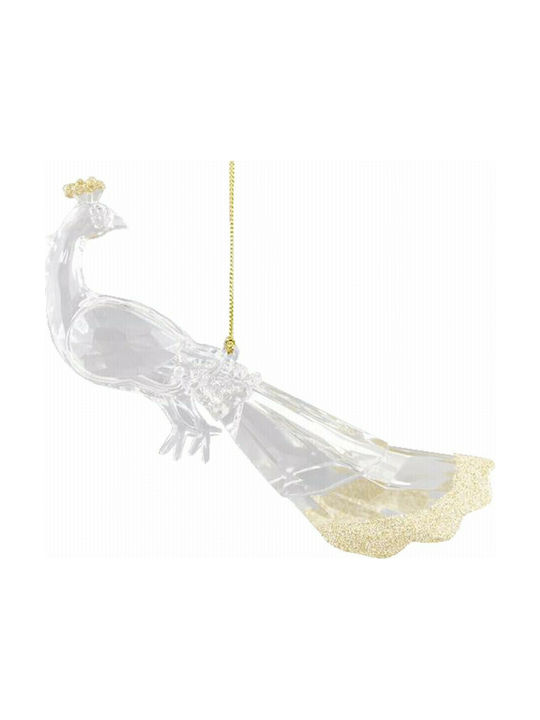 Hanging Ornament Peacock Plastic Transparent 17.8cm Set 6pcs