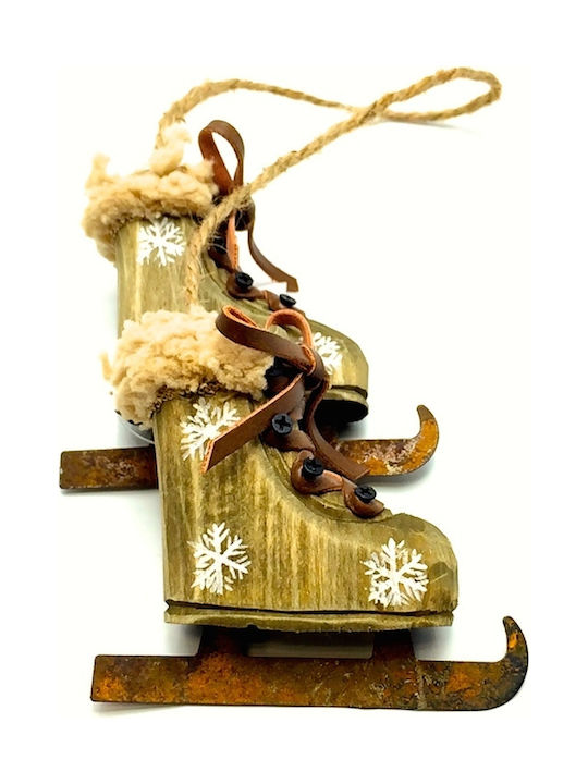 Carousel Christmas Wooden Ice Skate Ornament Multicolour