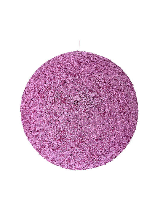 Hanging Ball Ornament Ornament Plastic Pink with Glitter 20cm Set 2pcs