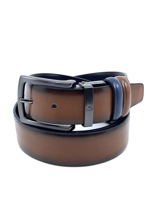 With Dark Nickel Buckle Men's Belt Leather Double Sided ABLUE-NICKEL