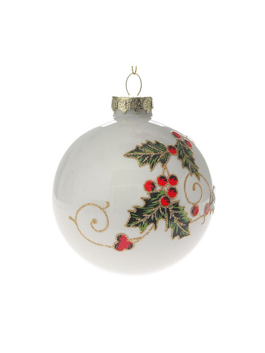 Iliadis Christmas Glass Ball Ornament White