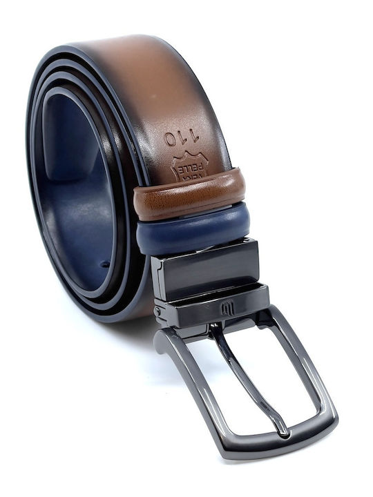 With Dark Nickel Buckle Men's Belt Leather Double Sided ABLUE-NICKEL