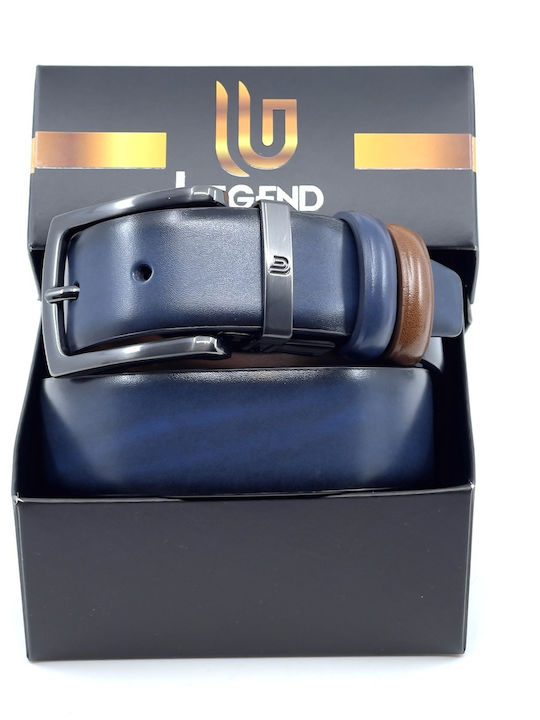 With Dark Nickel Buckle Men's Belt Leather Double Sided ABLUE-NICKEL