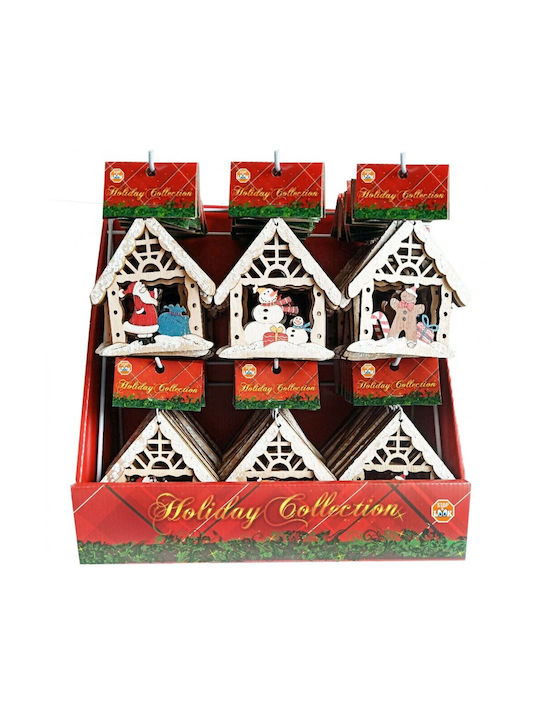 Διακάκης Christmas Wooden House Ornament Beige 11cm