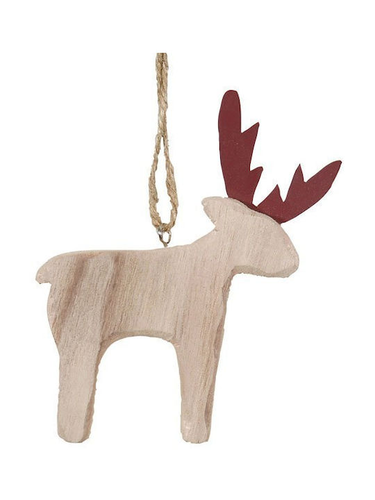 Lianos Christmas Wooden Reindeer Ornament Beige 13x13cm