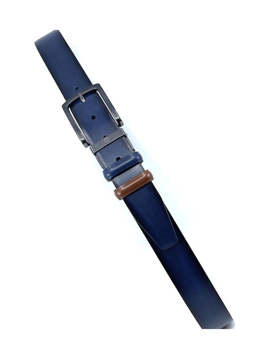 With Dark Nickel Buckle Men's Belt Leather Double Sided ABLUE-NICKEL
