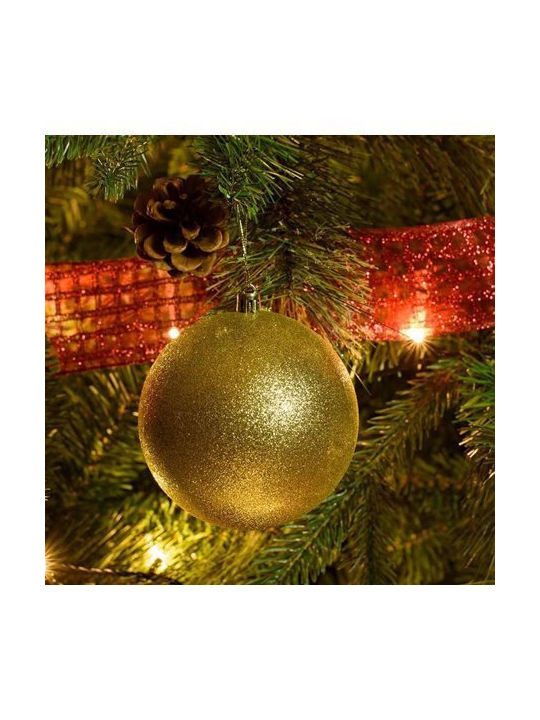 Fun World Weihnachtshänger Kugel Ornament Plastik Gold mit Goldstaub 10cm Set 2Stück