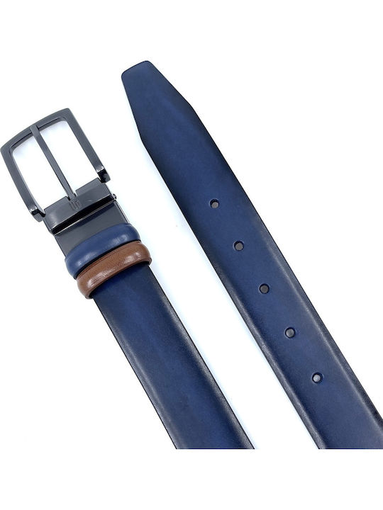 With Dark Nickel Buckle Men's Belt Leather Double Sided ABLUE-NICKEL