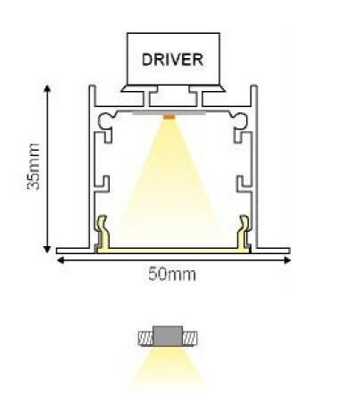Aca Vylo Commercial Linear Recessed LED Ceiling Light 47W Natural White