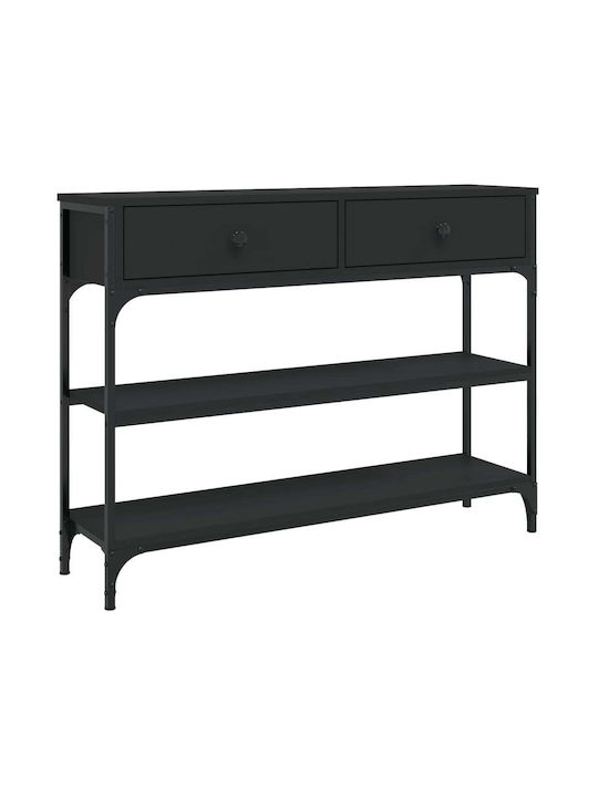 Console Table Wood & Metal Black Velvet-Black Metal L100xW25xH75cm