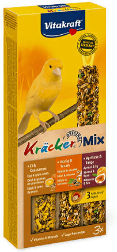 Vitakraft Kräcker Trio-Mix Food Sticks for Canaries Στικς Αυγό / Βερίκοκο / Μέλι 3τμχ 100gr