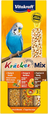 Vitakraft Kräcker Trio-Mix Food Sticks for Budgerigars Στικς Μέλι / Πορτοκάλι / Pop Corn 3τμχ 100gr