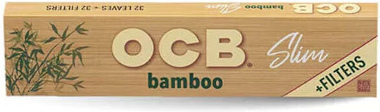 Ocb Bamboo Χαρτάκια Στριφτού Τσιγάρου Slim King Size με Τζιβάνες 32 φύλλα 32τμχ