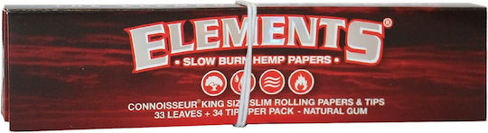 Elements Red Connoisseur King Size Foițe de Țigări Rulate Slim King Size cu Hârtie de țigări 33 foi 1buc
