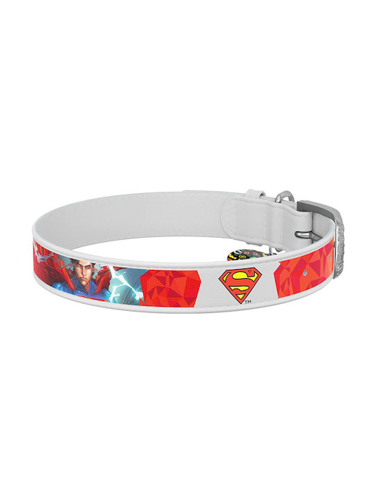 WauDog Superman 1 Dog Collar Leather in White color Collar with Smart ID 29-38cm 31-060