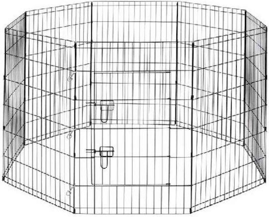 Glee Foldable Park Dog Octagon XL 122x61x8εκ. made of Metal in Black Color 122 x 61 x 122cm