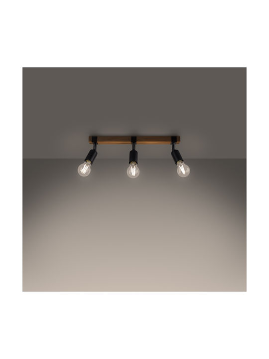 Sollux Triplu LED Alb Cald Spot în Culoare Negru