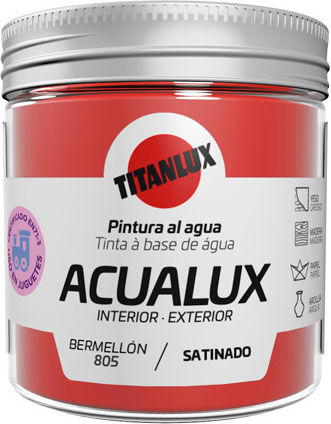 Titan Acualux Satin Craft Pigment Red for Wood Metallic Water Colour Bermellon 805 100ml