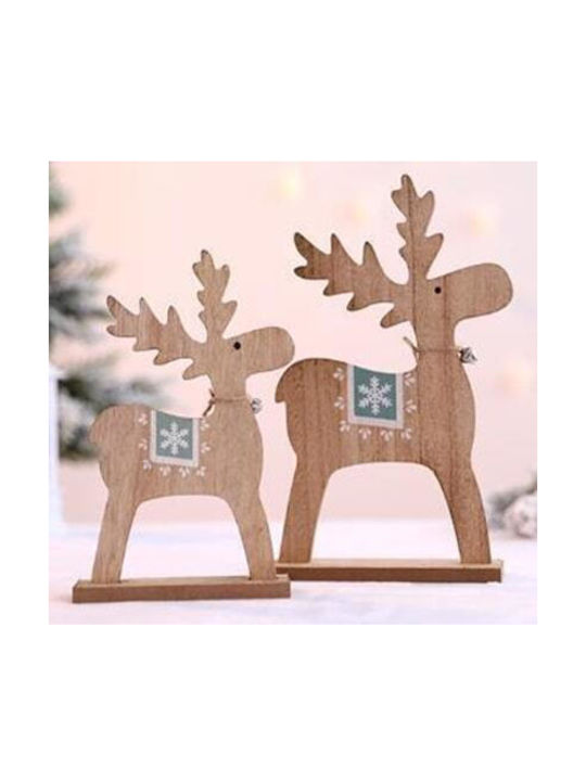 Zmart Imports Christmas Wooden Figure Reindeer Beige Length 26cm