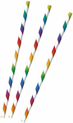 Amscan Straw Paper Colorful Bright Rainbow M 12pcs