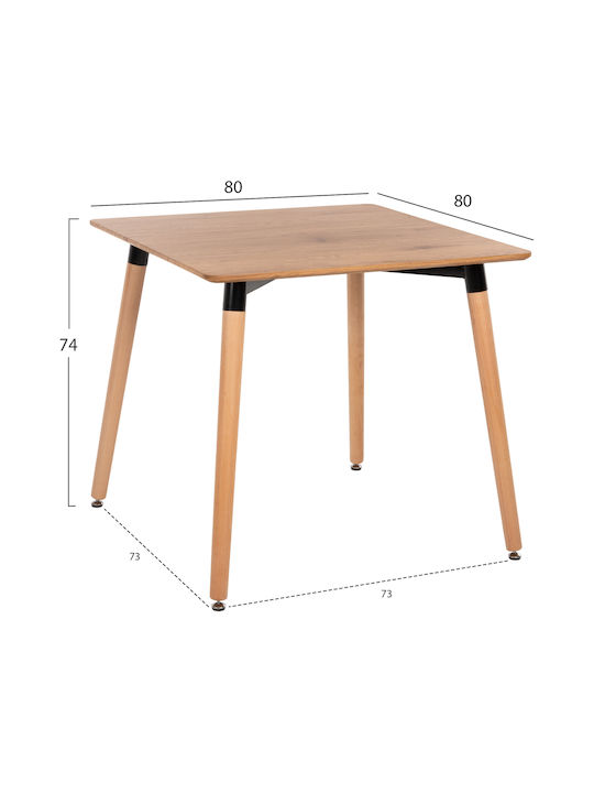 Wooden Kitchen Table Natural 80x80x74cm