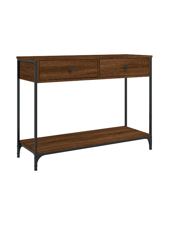 Console Table Wood & Metal Brown Oak L100xW34.5xH75cm