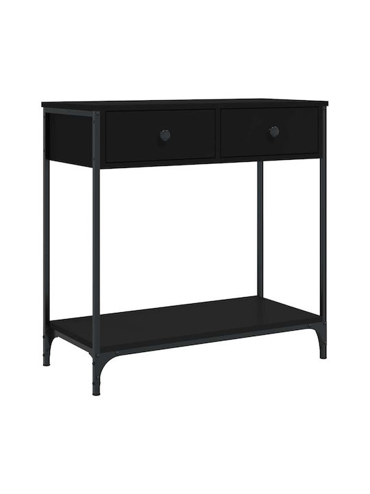 Console Table Wood & Metal Black Velvet-Black Metal L75xW34.5xH75cm