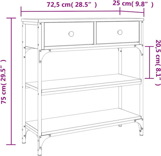Κονσόλα από Ξύλο & Μέταλλο Γκρι Sonoma Μ72.5xΠ25xΥ75εκ.
