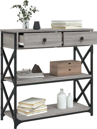 Console Table Wood & Metal Grey Sonoma L75xW28xH75cm