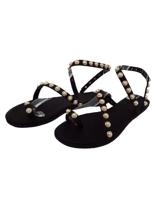 Envie Shoes Damen Flache Sandalen in Schwarz Farbe