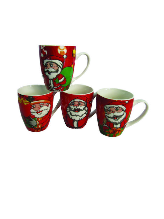 Christmas Mug Ceramic Red D8.5cm 1pcs