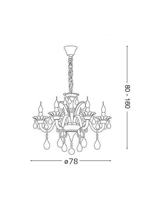 Ideal Lux Candelabru 8xE14 Ø78cm Cu Sfeșnice Transparent 081557