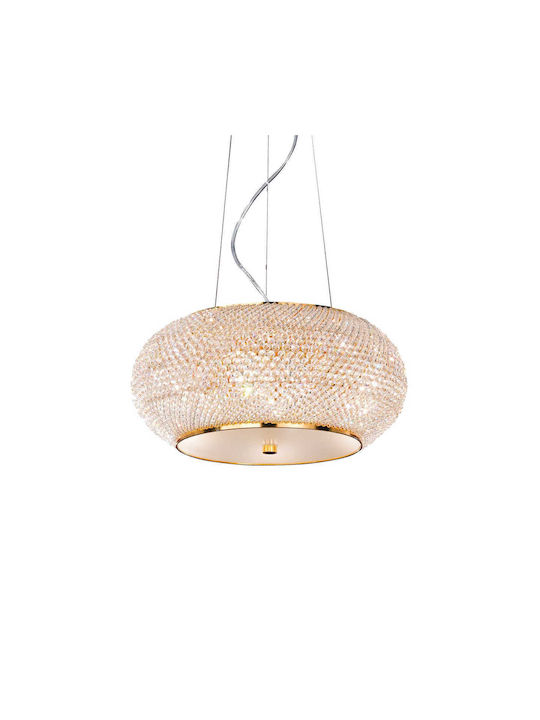 Ideal Lux Πολυέλαιος 6xE14 Ø45cm με Κρύσταλλα Χρυσός 082172