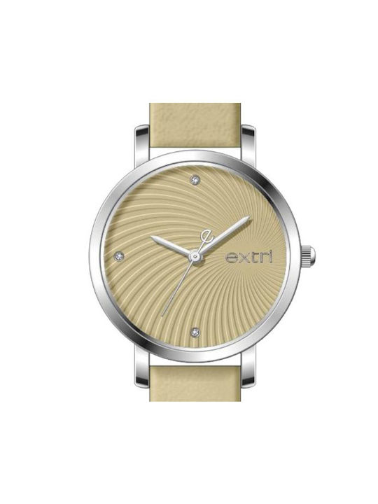 Extri Watch with Beige Leather Strap