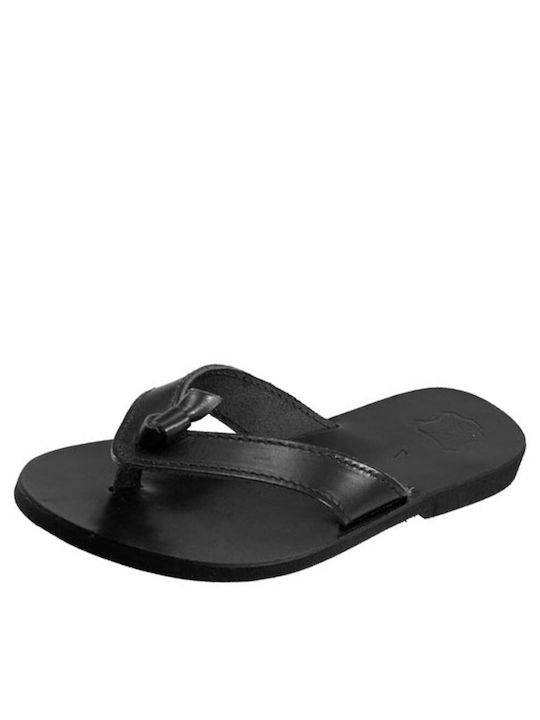 Rombas Leather Women's Flat Sandals in Black Color