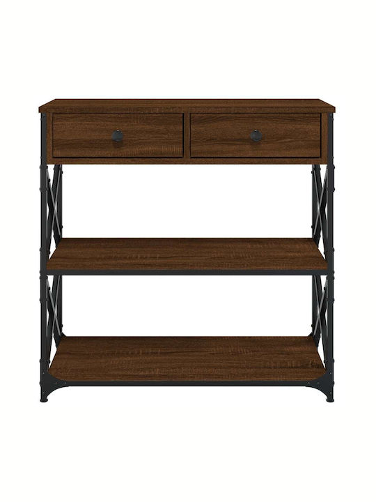 Console Table Wood & Metal Brown Oak L75xW28xH75cm