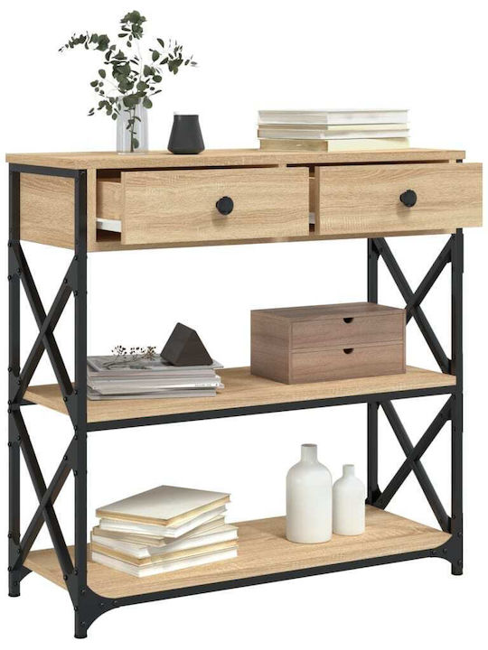 Console Table Wood & Metal Sonoma Oak L75xW28xH75cm