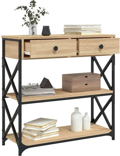 Console Table Wood & Metal Sonoma Oak L75xW28xH75cm