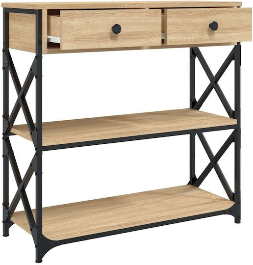 Console Table Wood & Metal Sonoma Oak L75xW28xH75cm