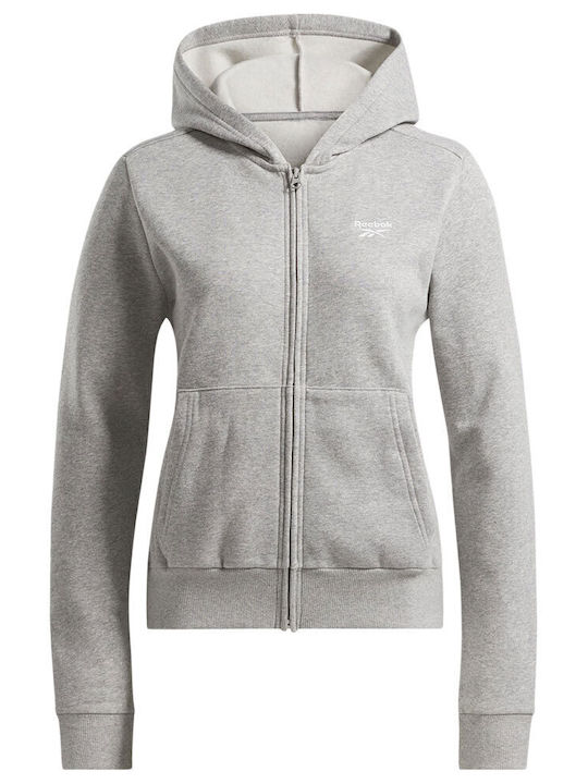Identity Small Logo Γυναικεία Ζακέτα Φούτερ με Κουκούλα Medium grey hea