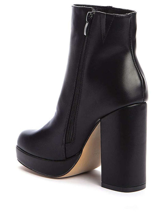 Keep Fred Leather Women's Ankle Boots with Medium Heel Black