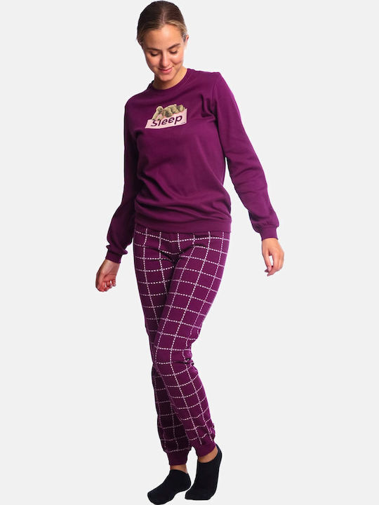 Dreams by Joyce Winter Damen Pyjama-Set magenta