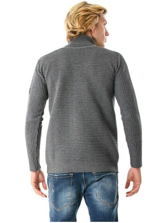 Bellissimo Men's Long Sleeve Sweater Turtleneck Grey