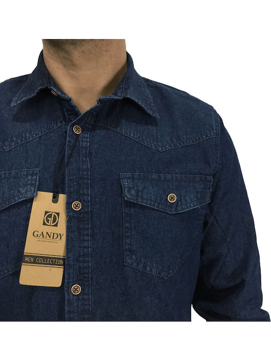 Cu mânecă lungă Denim Cămașă Dark blue.